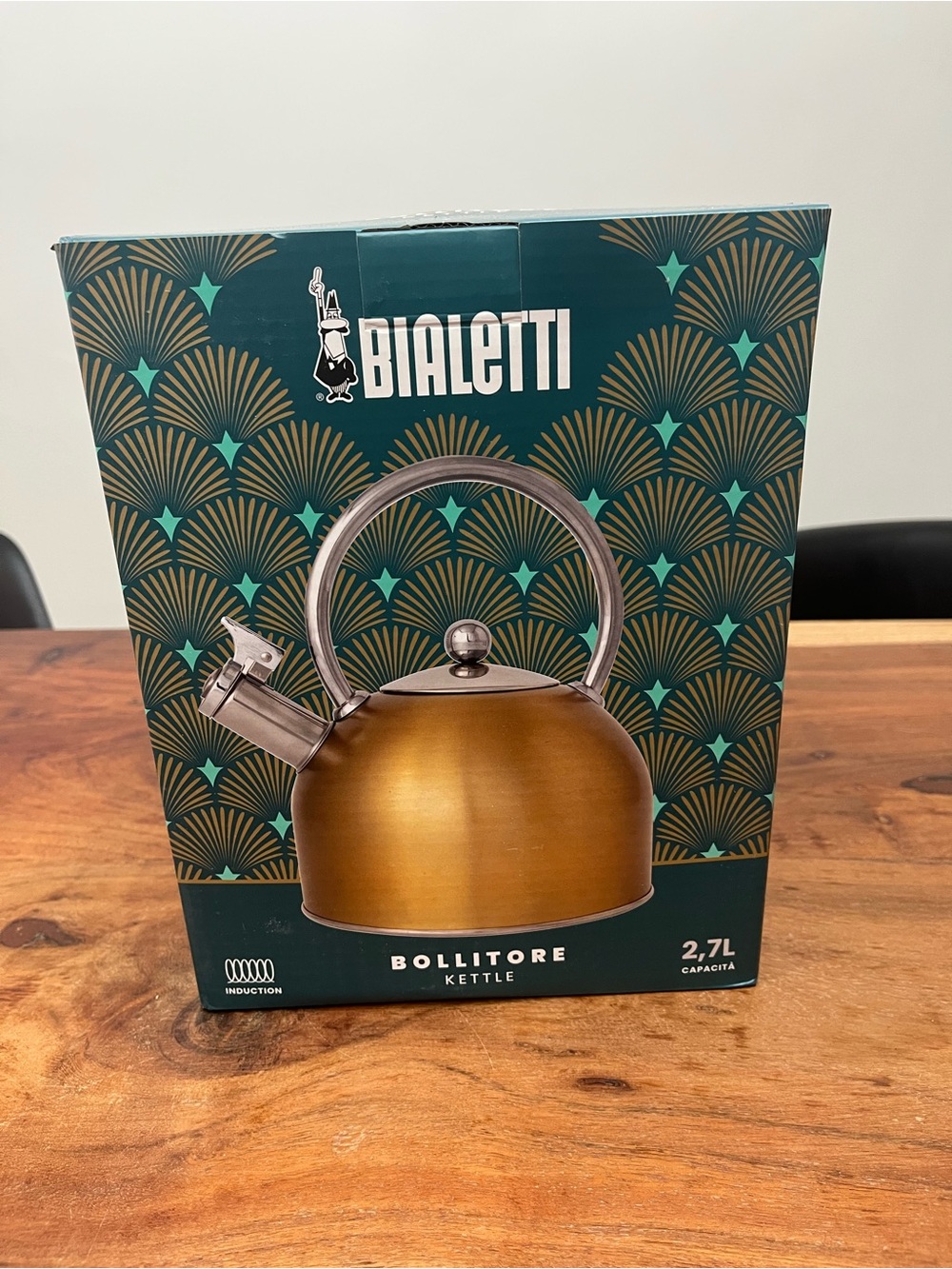 Bialetti 2.7L Tea Kettle | Induction Compatible | Gold | New in Box